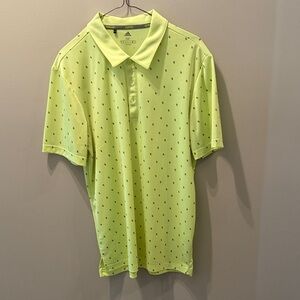 Adidas Men's Neon Yellow Polo with gray mini pinecones